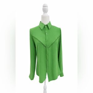 Green Women's Button-Up Blouse